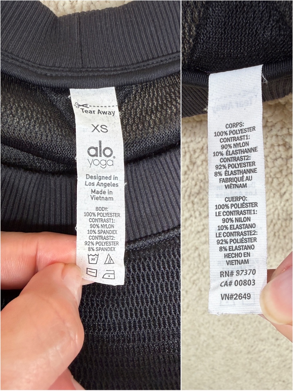 ALO Yoga Row Long Sleeve Black Mesh Athletic Crop Pullover Sheer Top - Picture 14 of 17